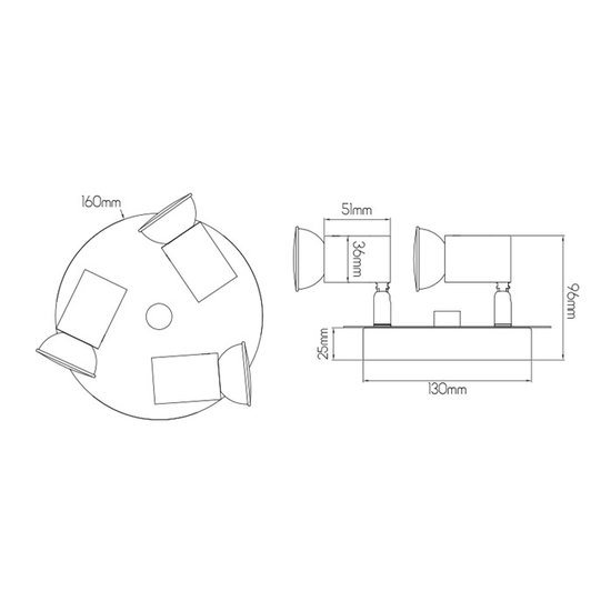 Fantasia RIVERA ronde plafondlamp chroom, 3x richtbare GU10 LED spots, IP44, dimbaar