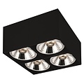 Fantasia Fantasia plafondlamp vierkant zwart, 4 spots met AR111 LED 12W, 2700K, dimbaar, 241x241x120mm