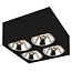 Fantasia Fantasia plafondlamp vierkant zwart, 4 spots met AR111 LED 12W, 2700K, dimbaar, 241x241x120mm