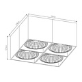 Fantasia Fantasia BOX-4L vierkante plafondlamp met 4 dimbare AR111 LED-spots van 12W, wit