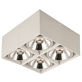 Fantasia Plafón cuadrado Fantasia BOX-4L con 4 focos LED AR111 regulables de 12 vatios, blanco