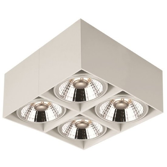 Fantasia Fantasia BOX-4L square ceiling lamp with 4 dimmable AR111 LED spots of 12W, white