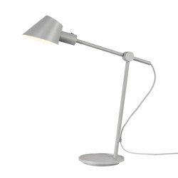 Table lamp gray metal with textile cable, E27 socket max 40W