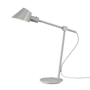 Lampe de table grise en métal avec câble textile, culot E27 max 40W