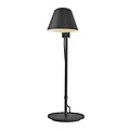Lampe de table noire en métal et aluminium, douille E27, max 40W, hauteur 53,1 cm, abat-jour Ø15 cm, IP20, câble textile 250 cm