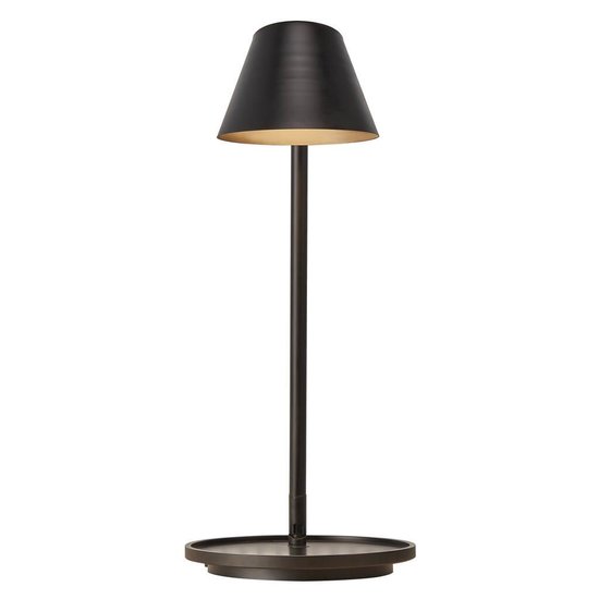 Table lamp black, height 47 cm, shade Ø14.5 cm, dimmable 14.5W LED module, IP20, black textile cable 180 cm