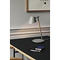 Lampe de table en aluminium gris, hauteur 47 cm, abat-jour Ø14,5 cm, module LED 14,5W dimmable inclus, IP20, câble textile gris 180 cm