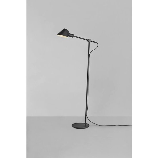 Lampadaire au design moderne et minimaliste, hauteur 129 cm, métal et aluminium, noir, douille E27 (ampoule non incluse)