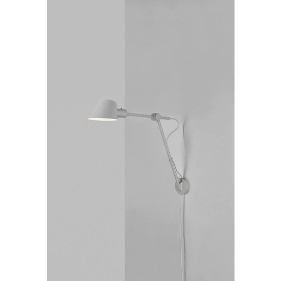Stay wall lamp by Nordlux, adjustable arm, grey metal with aluminium, E27 socket max. 60W, IP20, height 54.5 cm