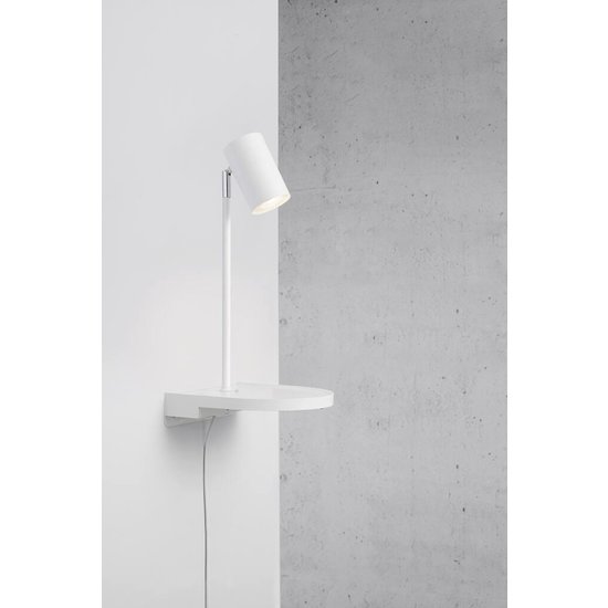 Applique murale GU10 orientable en métal blanc, abat-jour Ø6 cm, 42,9 cm de haut, IP20, classe 2, max. 15W (ampoule non incluse)