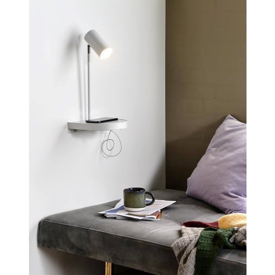 Applique murale GU10 orientable en métal blanc, abat-jour Ø6 cm, 42,9 cm de haut, IP20, classe 2, max. 15W (ampoule non incluse)