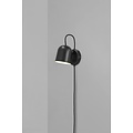 Angle GU10 wall light, adjustable and directional, grey metal with plastic detail, IP20, height 19.1 cm, bulb not included
