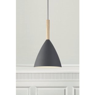 Lámpara colgante gris, metal y madera, E27, regulable, IP20