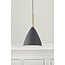 Pendant lamp with gray metal shade and wooden details, E27 fitting (bulb excl.), dimmable, IP20, height 35 cm