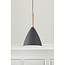Suspension avec abat-jour gris en métal et détails en bois, douille E27 (ampoule non incl.), dimmable, IP20, hauteur 35 cm