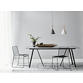 Weiße Pendelleuchte mit Metallrahmen und Holzdetail, E27-Fassung max. 40W, Ø20 cm, H35 cm, IP20, dimmbar mit kompatibler Lampe