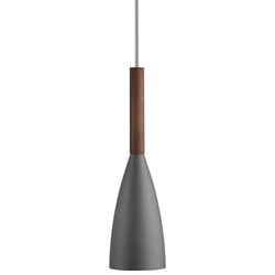 Pendelleuchte grau, Metall und Holz, E27-Fassung, dimmbar