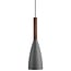Hanglamp grijs met metalen body en houten detail, E27 fitting, max. 40W, IP20, hoogte 35 cm