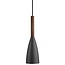 Lámpara colgante de metal negro con detalle de madera, casquillo E27, máx. 40W, altura 35 cm, pantalla Ø10 cm, regulable con bombilla adecuada