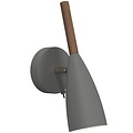 Nordlux slim, adjustable wall lamp grey, height 26cm, shade Ø7.5cm, GU10, wood and metal
