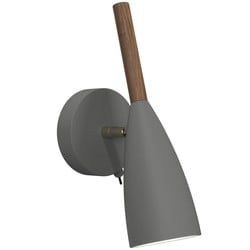 Nordlux slim wall lamp grey, adjustable, wood/metal