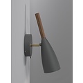 Nordlux slim, adjustable wall lamp grey, height 26cm, shade Ø7.5cm, GU10, wood and metal