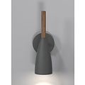 Nordlux slim, adjustable wall lamp grey, height 26cm, shade Ø7.5cm, GU10, wood and metal