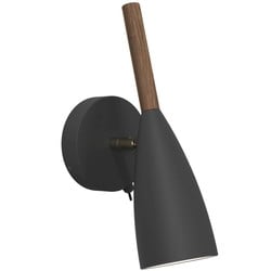 Lámpara de pared orientable GU10 negra, metal y madera