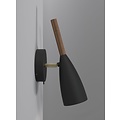 Verstellbare Wandleuchte aus schwarzem Metall mit Holzdetail, GU10-Fassung (Leuchtmittel exkl.), Höhe 26 cm, dimmbar mit dimmbarer Lampe, IP20