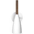 Verstelbare cilindrische wandlamp in wit metaal met houten detail, GU10 fitting max. 8W, dimbaar