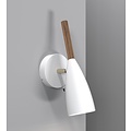Applique murale cylindrique orientable en métal blanc avec détail en bois, douille GU10 max 8W, gradable