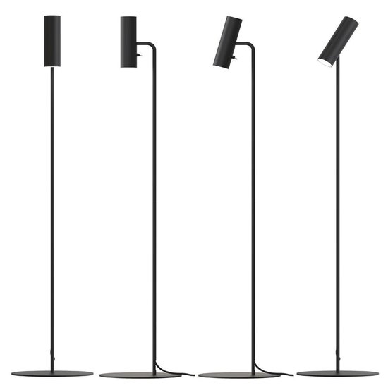 Lampadaire métal noir, 141 cm, bras orientable, douille GU10 max. 8W (ampoule excl.), IP20