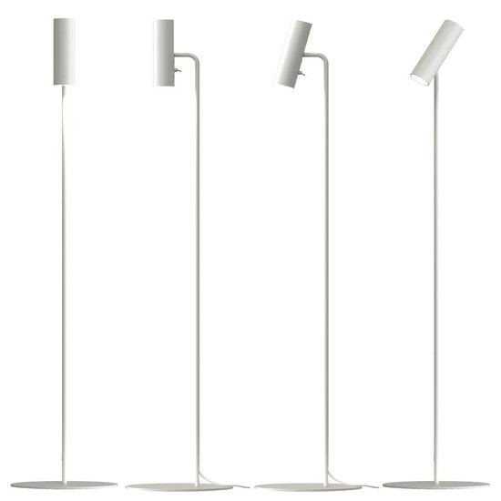 Nordlux lampadaire scandinave blanc, fin et orientable, hauteur 141cm, abat-jour Ø6cm, douille GU10