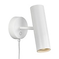 Verstelbare wandlamp in metaal, wit, met GU10-fitting (max. 8W), IP20 en vervangbare voedingskabel van 200 cm