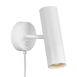 Lámpara de pared orientable GU10, metal blanco, cable reemplazable