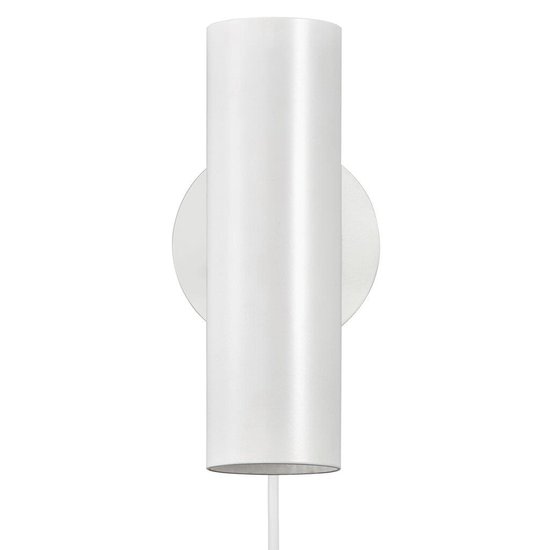 Verstelbare wandlamp in metaal, wit, met GU10-fitting (max. 8W), IP20 en vervangbare voedingskabel van 200 cm