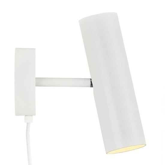 Verstelbare wandlamp in metaal, wit, met GU10-fitting (max. 8W), IP20 en vervangbare voedingskabel van 200 cm