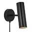 Wandleuchte, zylindrisch und verstellbar, schwarzes Metall, GU10-Fassung max. 8W, IP20, 20 cm hoch