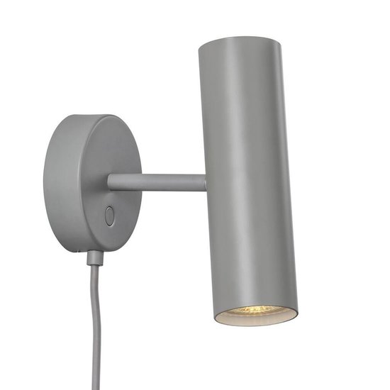 Verstellbare Zylinder-Wandleuchte aus grauem Metall, GU10-Fassung max. 8W, IP20, Höhe 20 cm, Kabel 200 cm