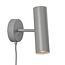 Adjustable cylinder wall lamp in grey metal, GU10 socket max 8W, IP20, height 20 cm, 200 cm cable