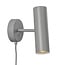 Applique murale cylindrique orientable, gris métal, douille GU10 max 8W, IP20, hauteur 20 cm, câble 200 cm
