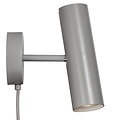 Verstellbare Zylinder-Wandleuchte aus grauem Metall, GU10-Fassung max. 8W, IP20, Höhe 20 cm, Kabel 200 cm