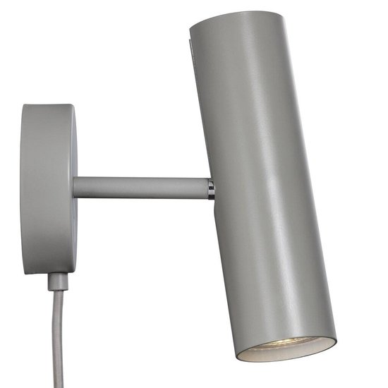Verstellbare Zylinder-Wandleuchte aus grauem Metall, GU10-Fassung max. 8W, IP20, Höhe 20 cm, Kabel 200 cm