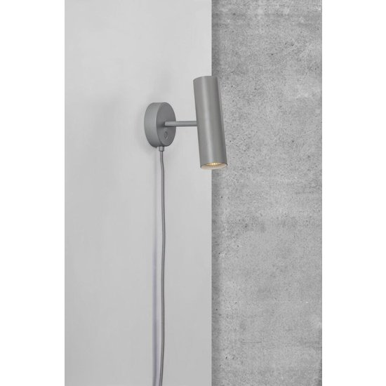 Verstellbare Zylinder-Wandleuchte aus grauem Metall, GU10-Fassung max. 8W, IP20, Höhe 20 cm, Kabel 200 cm