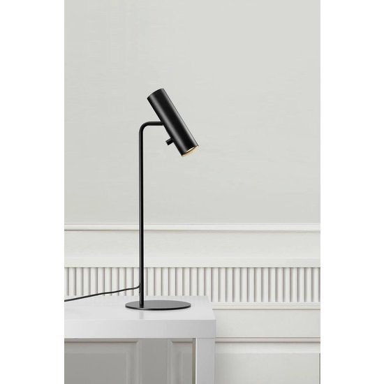Nordlux lámpara de mesa fina negra, giratoria y regulable, Ø6cm, altura 66cm, casquillo GU10