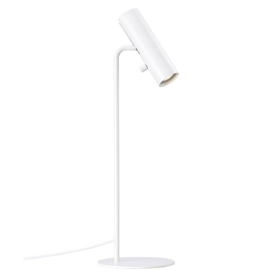 Lámpara de mesa cilíndrica ajustable, metal blanco, GU10 máx. 8W (bombilla no incluida), altura 66 cm, IP20, regulable con bombilla compatible