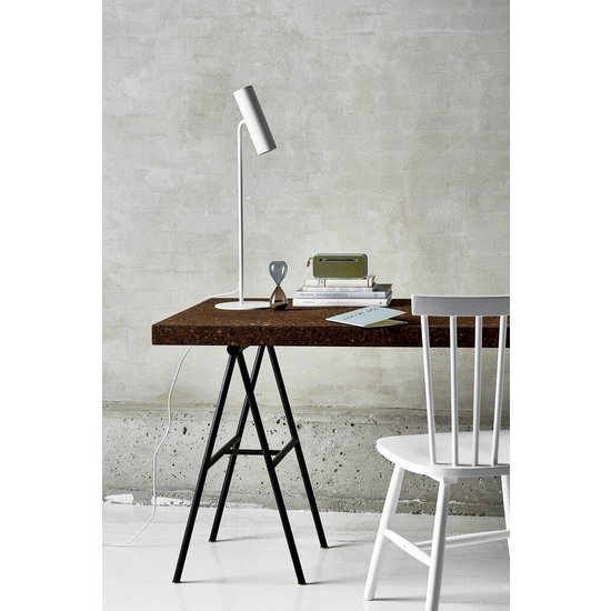 Lámpara de mesa cilíndrica ajustable, metal blanco, GU10 máx. 8W (bombilla no incluida), altura 66 cm, IP20, regulable con bombilla compatible