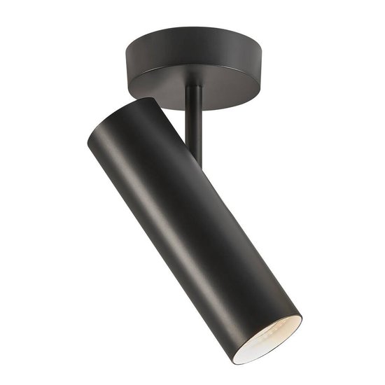 Nordlux plafonnier minimaliste noir, dimmable, largeur 10cm, abat-jour Ø6cm, douille GU10