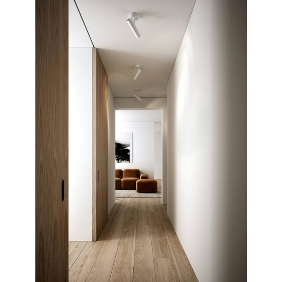 Runde Deckenlampe aus weißem Metall, Ø60 cm, GU10-Fassung max. 8W, dimmbar (Dimmer nicht enthalten), IP20, Leuchtmittel nicht enthalten