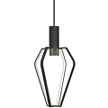 Design hanglamp met 4 GU10-lichtpunten, dimbaar, zwarte metalen kap, hoogte 47,5 cm, kapdiameter 27,5 cm, IP20.